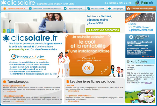 clicsolaire.fr, calculez la rentabilité d'une installation solaire